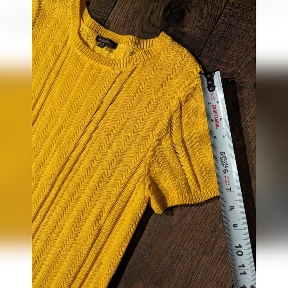 Brooks Brothers Sweater Womens Medium Goldenrod Short Sleeve Blouse 100% Cotton - Picture 9 of 14